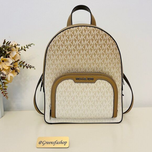 Michael Kors Jaycee Medium Ombré Signature Logo Backpack Husk - Picture 1 of 7